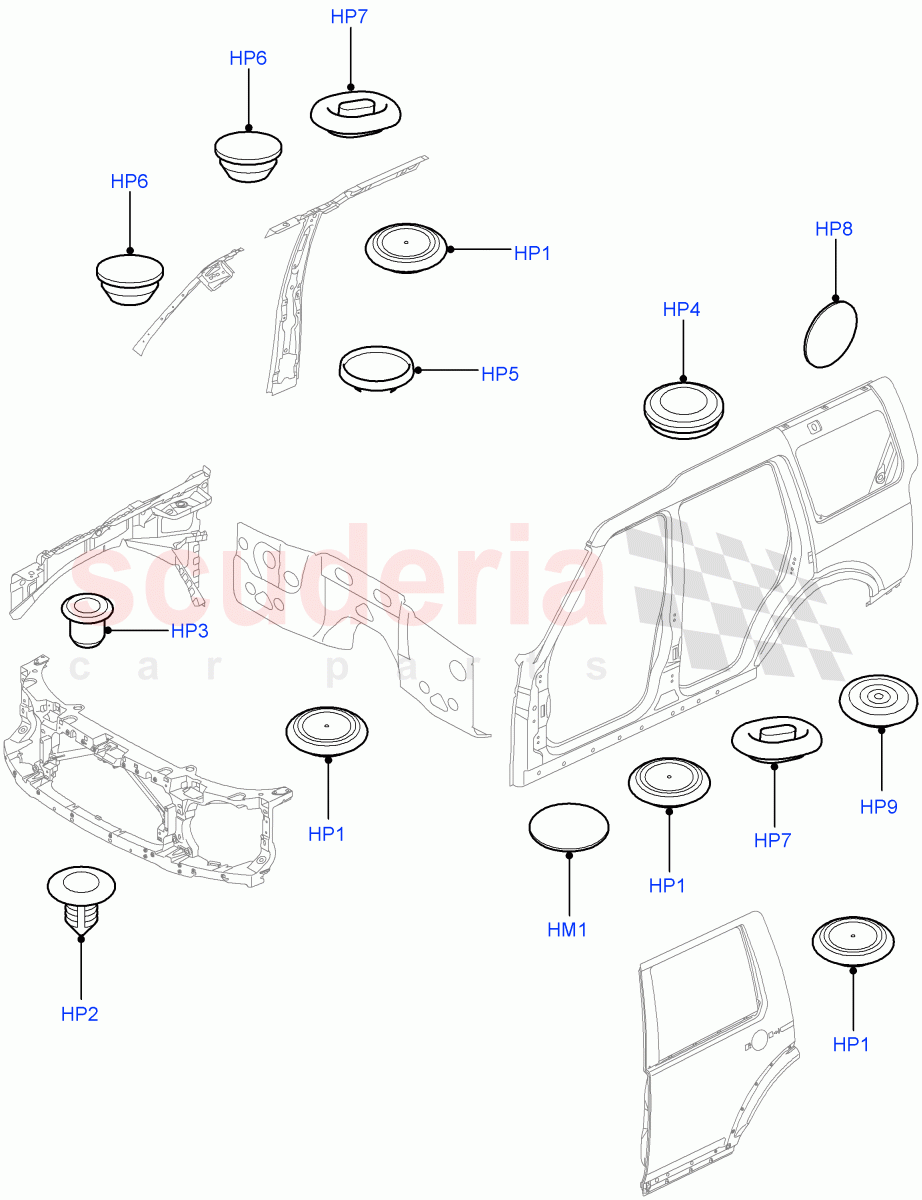 Plugs - Body (Front) ((V) FROMAA000001) of Land Rover Land Rover Discovery 4 (2010-2016) [5.0 OHC SGDI NA V8 Petrol]