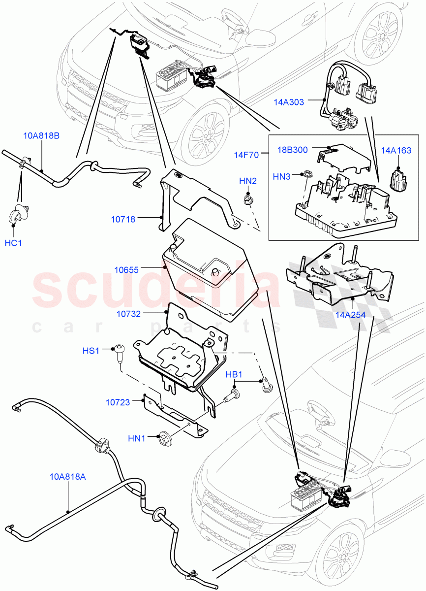 Battery And Mountings (Halewood (UK), Starter - Stop/Start System) ((V) FROMEH000001) of Land Rover Land Rover Range Rover Evoque (2012-2018) [2.0 Turbo Diesel]
