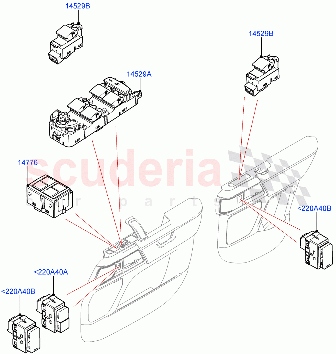 Switches (Door) (Standard Wheelbase, Long Wheelbase) of Land Rover Land Rover Defender (2020+) [3.0 I6 Turbo Petrol AJ20P6]