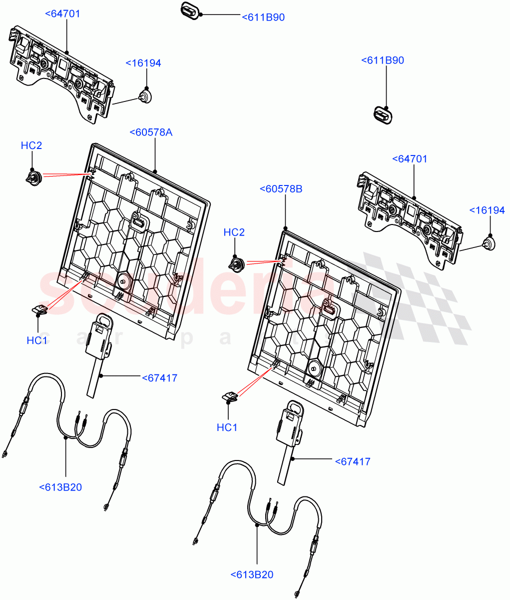 Rear Seat Back (Halewood (UK), Third Row Dual Individual Seat, With 3rd Row Double Seat) of Land Rover Land Rover Discovery Sport (2015+) [2.0 Turbo Petrol AJ200P]
