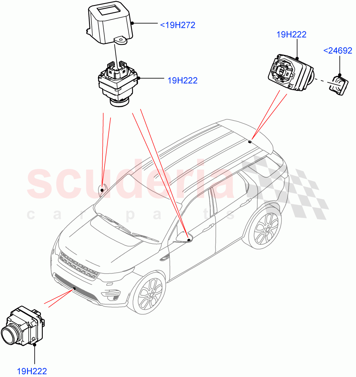 Camera Equipment (Halewood (UK), Surround Camera System, Surround Camera Sys+Water Wade Aid, 3D Surround Camera) ((V) FROMMH000001) of Land Rover Land Rover Discovery Sport (2015+) [2.0 Turbo Petrol GTDI]