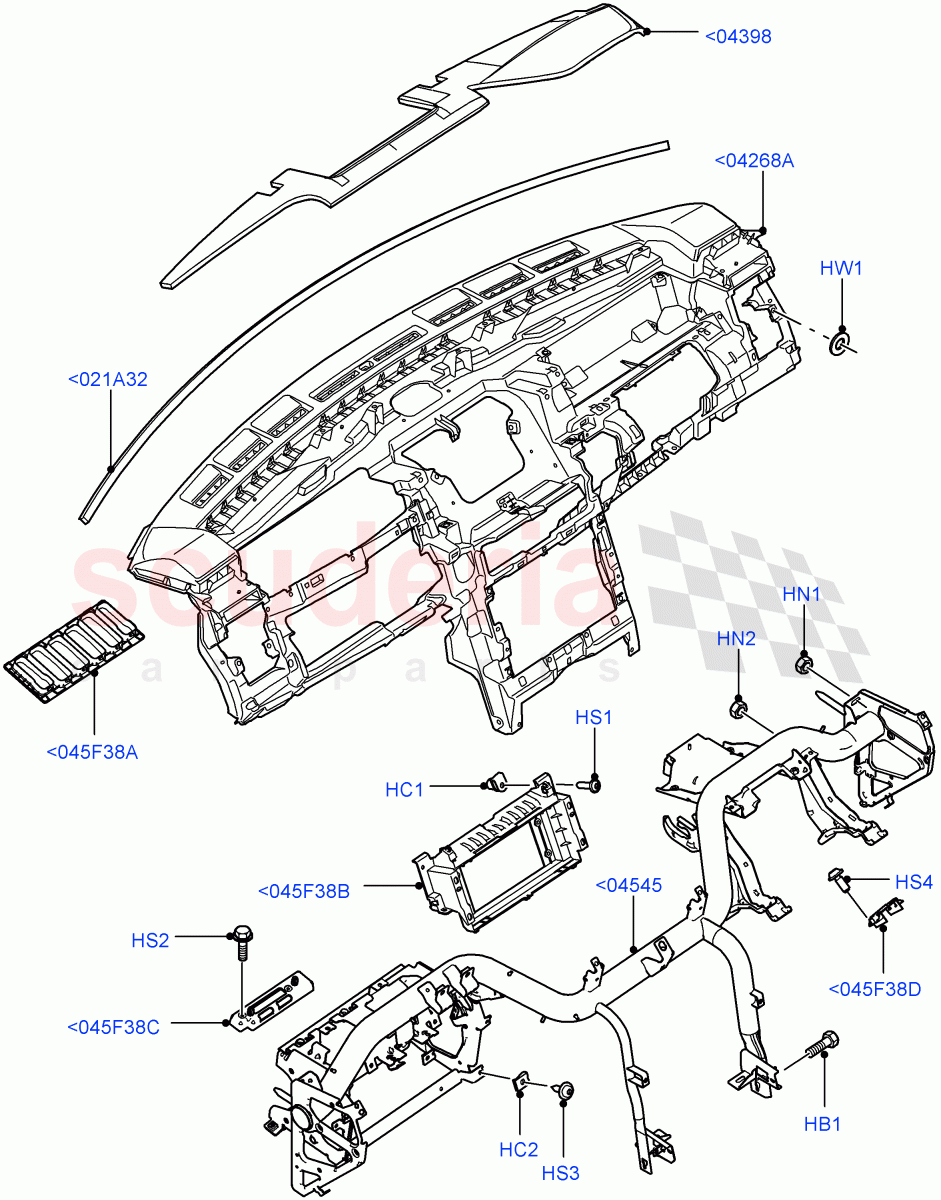 Instrument Panel (Internal Components) ((V) FROMAA000001) of Land Rover Land Rover Range Rover (2010-2012) [3.6 V8 32V DOHC EFI Diesel]