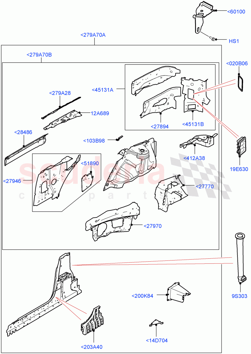Side Panels - Inner (2 Door Convertible, Halewood (UK)) ((V) FROMGH125984) of Land Rover Land Rover Range Rover Evoque (2012-2018) [2.0 Turbo Petrol AJ200P]