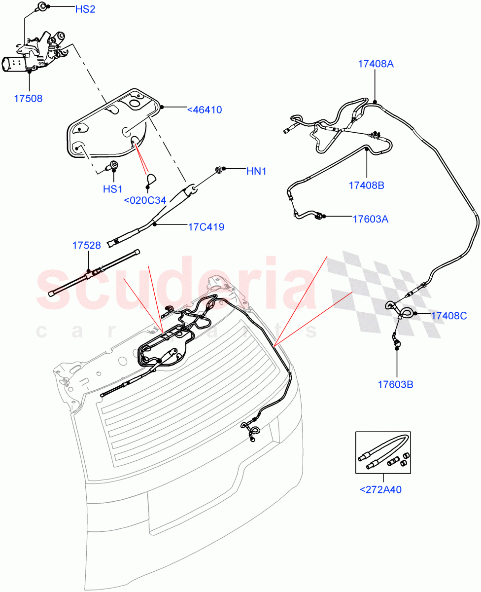 Rear Window Wiper And Washer (Solihull Plant Build) ((V) FROMHA000001) of Land Rover Land Rover Discovery 5 (2017+) [3.0 DOHC GDI SC V6 Petrol]