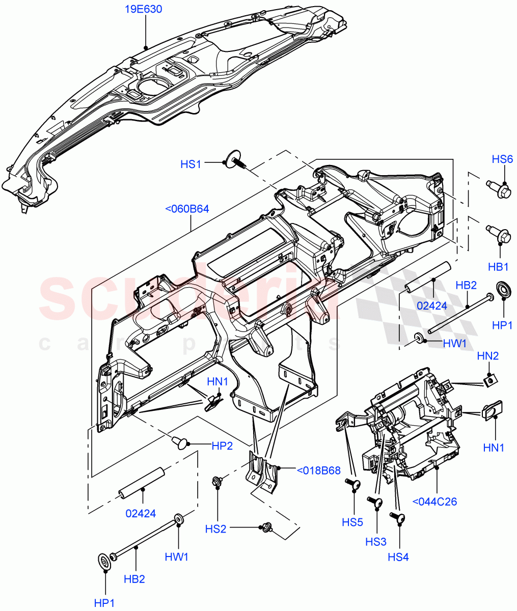 Instrument Panel (Upper, Internal Components) (Itatiaia (Brazil), Head Up Display) ((V) FROMGT000001) of Land Rover Land Rover Range Rover Evoque (2012-2018) [2.2 Single Turbo Diesel]
