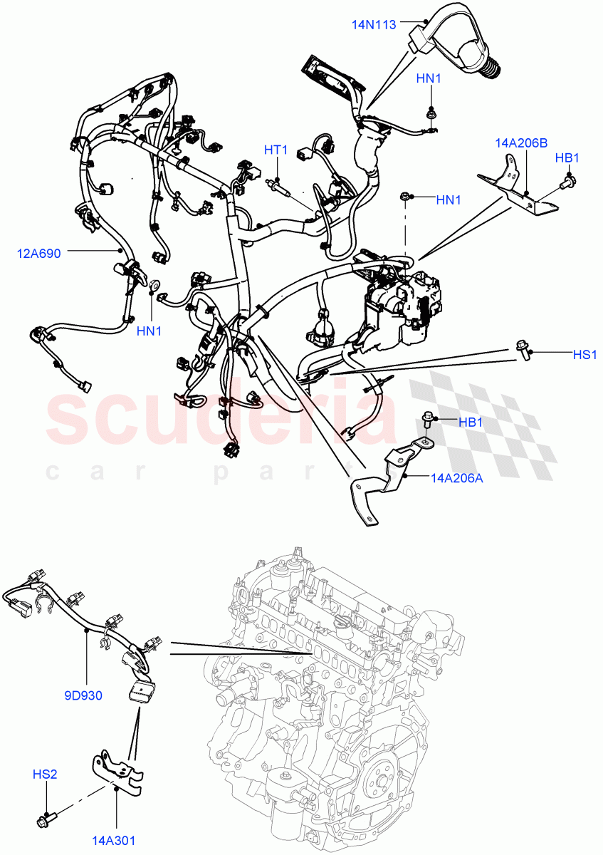 Electrical Wiring - Engine And Dash (Engine) (2.0L 16V TIVCT T/C 240PS Petrol, Halewood (UK), 2.0L 16V TIVCT T/C Gen2 Petrol) of Land Rover Land Rover Discovery Sport (2015+) [2.0 Turbo Diesel]
