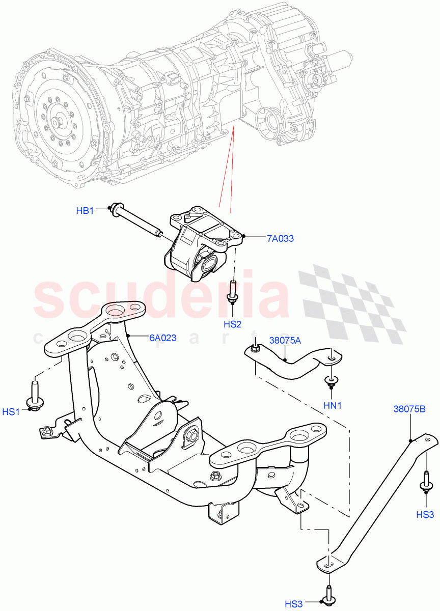 Transmission Mounting (3.0L AJ20D6 Diesel High) ((V) FROMLA000001) of Land Rover Land Rover Range Rover (2012-2021) [3.0 I6 Turbo Diesel AJ20D6]