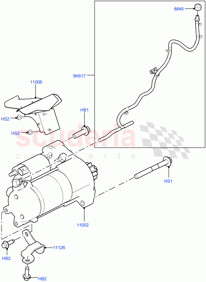 Starter Motor (Nitra Plant Build) (5.0 Petrol AJ133 DOHC CDA) ((V) FROMM2000001) of Land Rover Land Rover Defender (2020+) [5.0 OHC SGDI SC V8 Petrol]