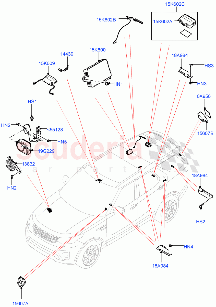 Anti-Theft Alarm Systems (Nitra Plant Build) ((V) FROMK2000001) of Land Rover Land Rover Discovery 5 (2017+) [3.0 I6 Turbo Diesel AJ20D6]