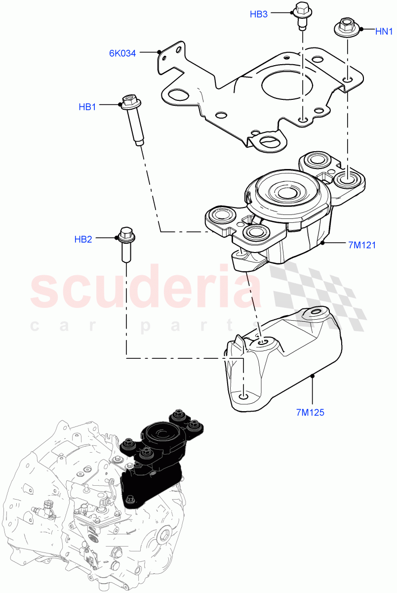 Transmission Mounting (6 Speed Manual Trans BG6, Halewood (UK)) ((V) FROMKH000001, (V) TOKH999999) of Land Rover Land Rover Discovery Sport (2015+) [2.0 Turbo Petrol AJ200P]
