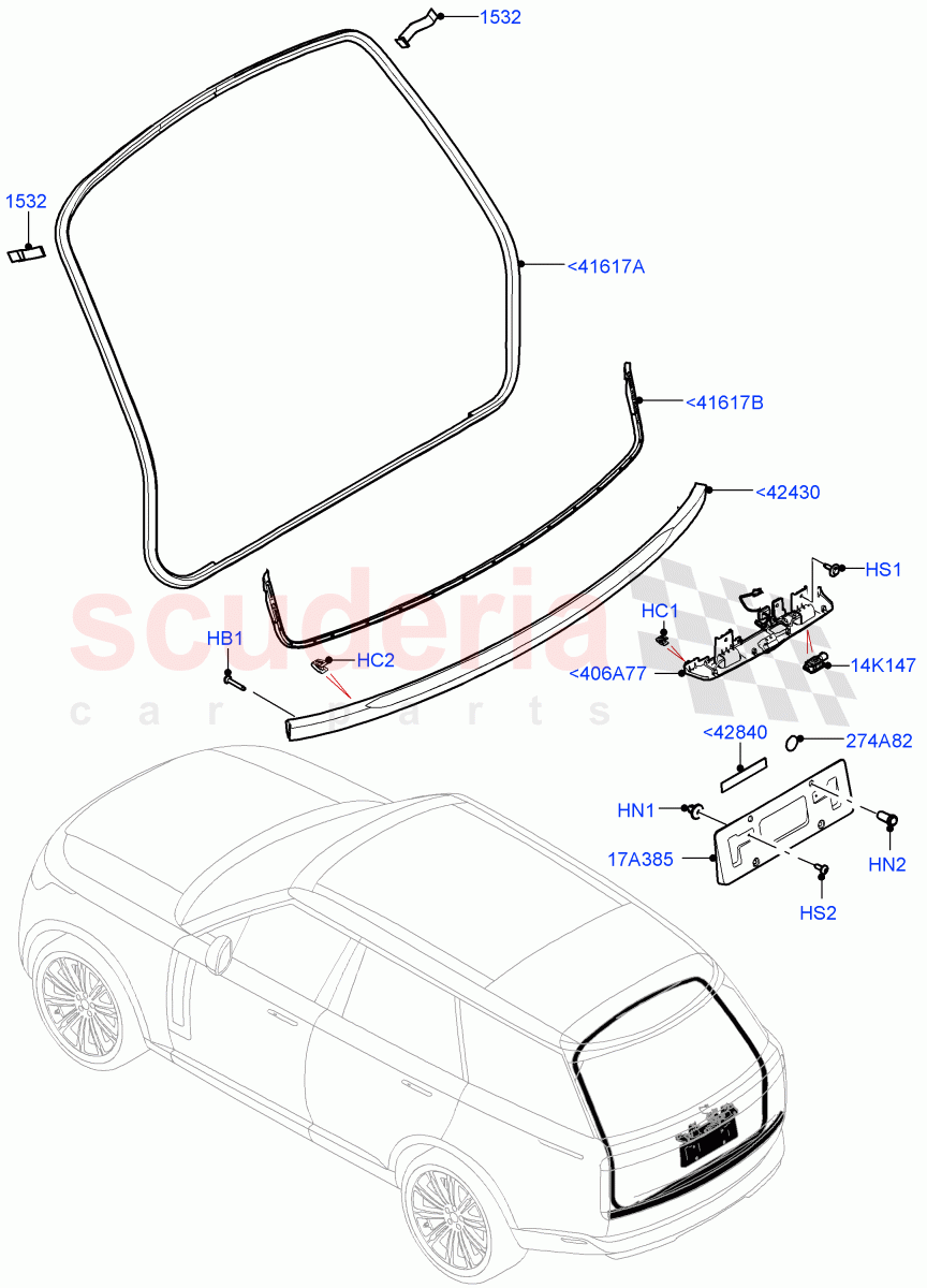 Luggage Compartment Door (Finisher And Seals) of Land Rover Land Rover Range Rover (2022+) [3.0 I6 Turbo Diesel AJ20D6]