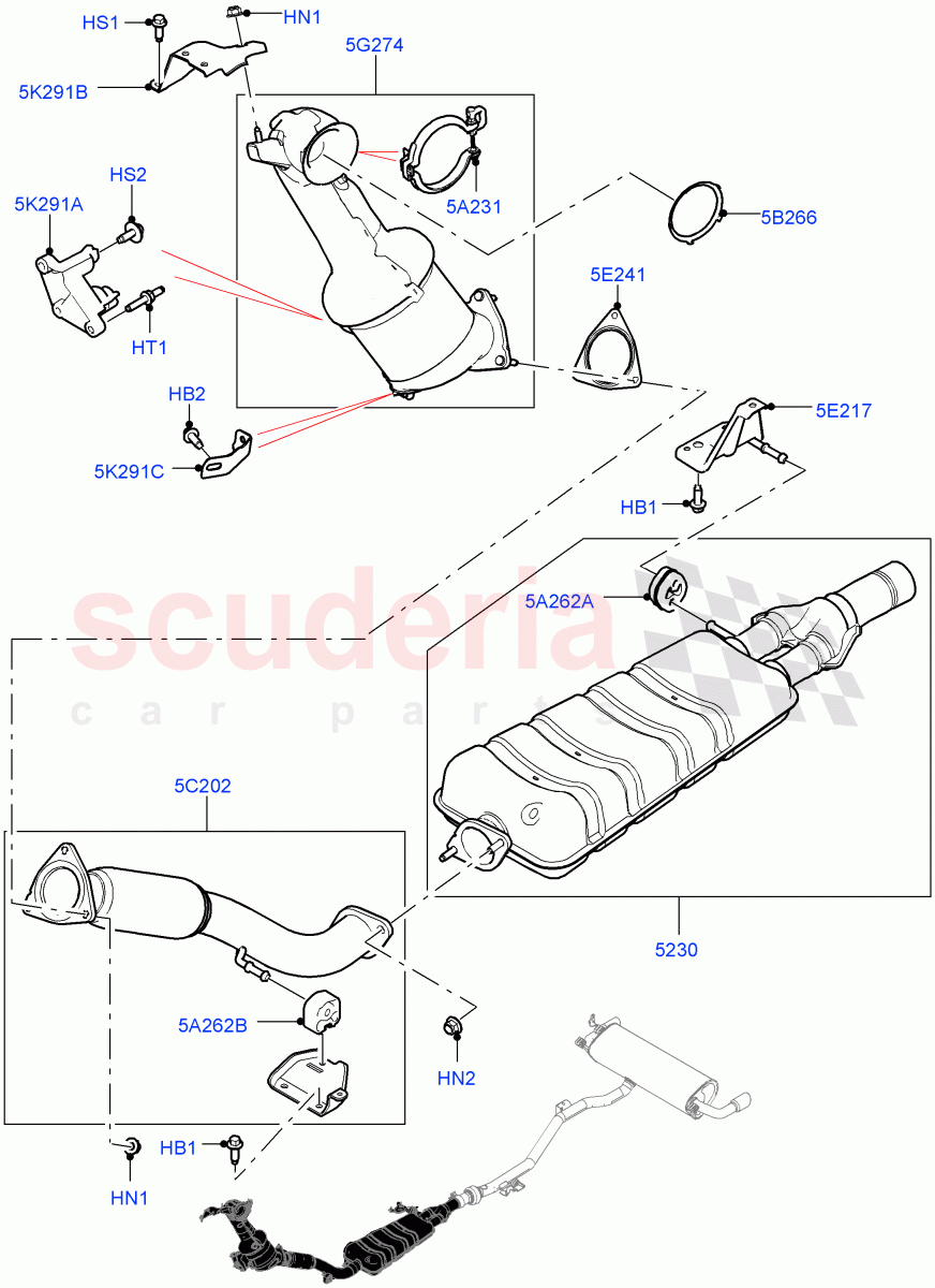 Front Exhaust System (2.0L AJ20D4 Diesel Mid PTA, Euro Stage 4 Emissions, Halewood (UK)) of Land Rover Land Rover Range Rover Evoque (2019+) [2.0 Turbo Diesel]