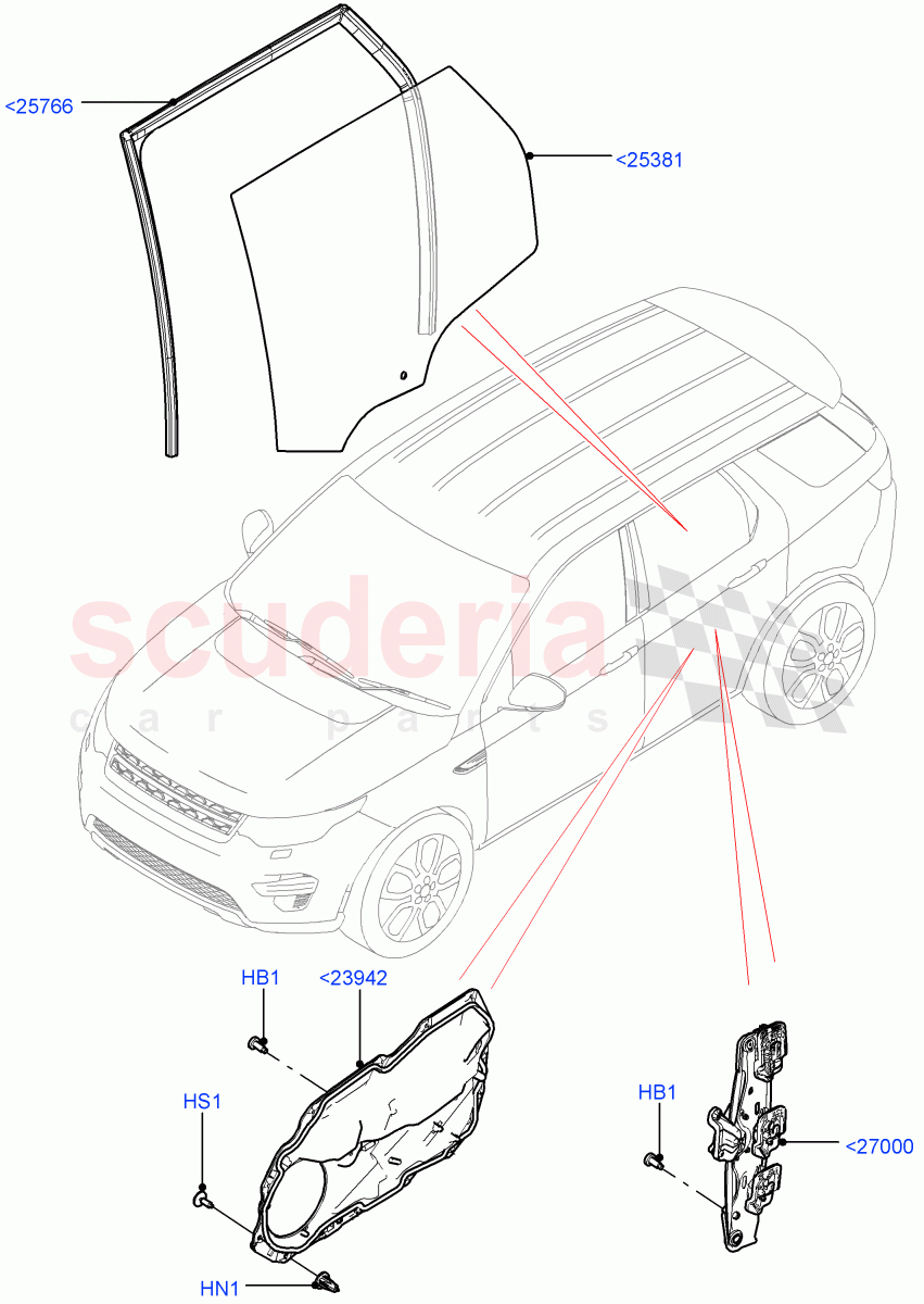 Rear Door Glass And Window Controls (Itatiaia (Brazil)) ((V) FROMGT000001) of Land Rover Land Rover Discovery Sport (2015+) [2.0 Turbo Diesel]