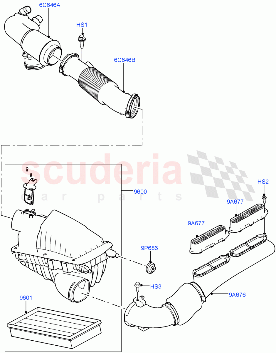 Air Cleaner (2.0L 16V TIVCT T/C 240PS Petrol) of Land Rover Land Rover Range Rover Sport (2014+) [2.0 Turbo Petrol GTDI]