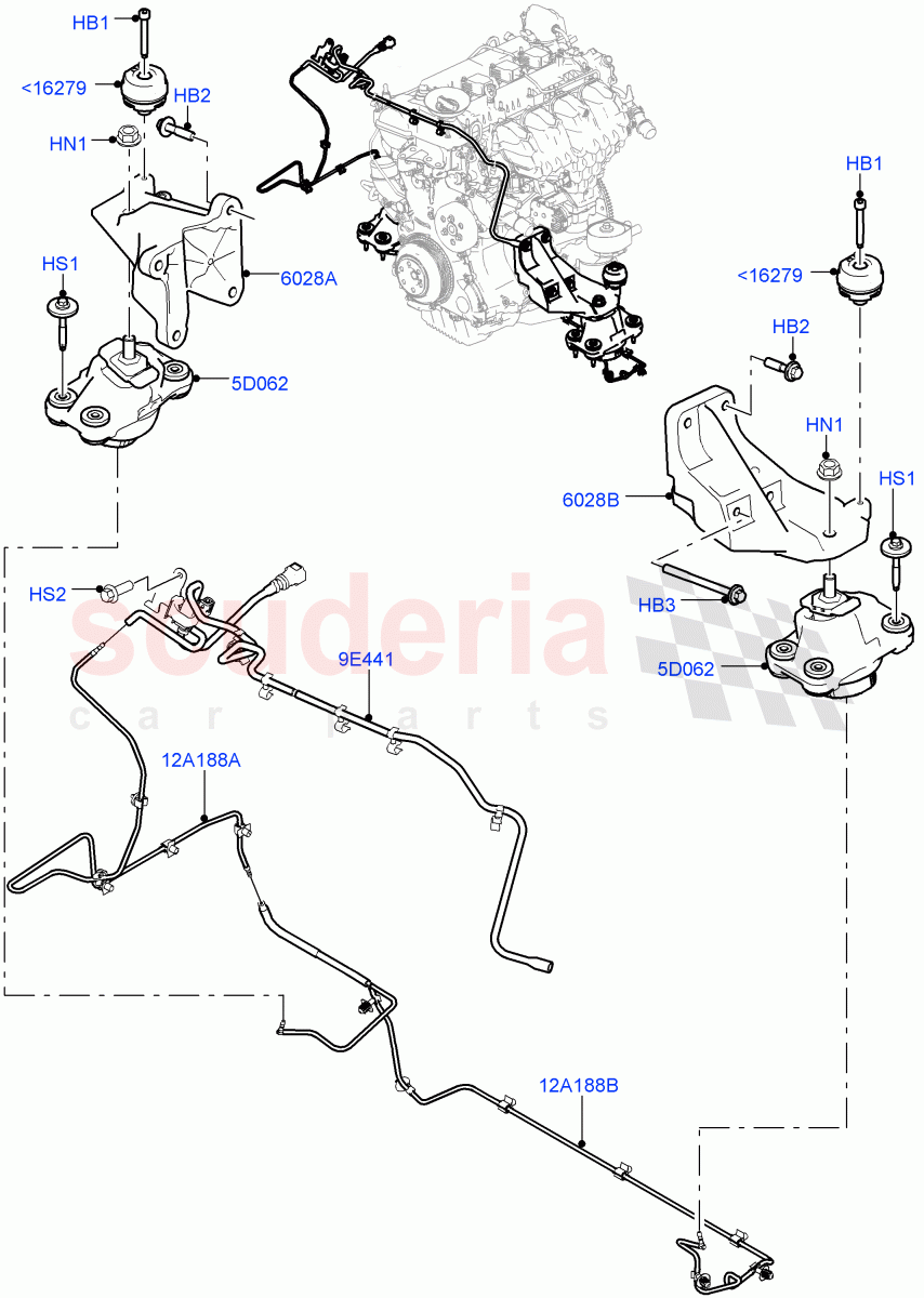 Engine Mounting (2.0L 16V TIVCT T/C 240PS Petrol) ((V) FROMFA000001) of Land Rover Land Rover Range Rover (2012-2021) [3.0 I6 Turbo Diesel AJ20D6]