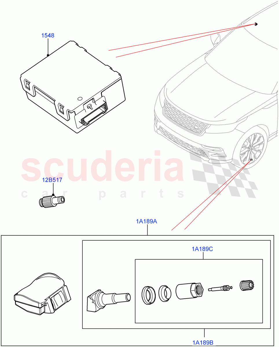 Tyre Pressure Monitor System ((V) TOMA310796) of Land Rover Land Rover Range Rover Velar (2017+) [3.0 I6 Turbo Diesel AJ20D6]