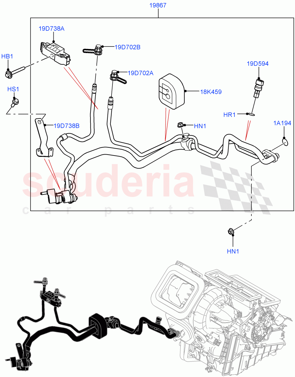 Air Conditioning System (Halewood (UK), Less Chiller Unit, Air Con Refrigerant-HF01234YF, Electric Engine Battery-MHEV, Less Electric Engine Battery) ((V) FROMLH000001, (V) TOLH999999) of Land Rover Land Rover Discovery Sport (2015+) [2.2 Single Turbo Diesel]