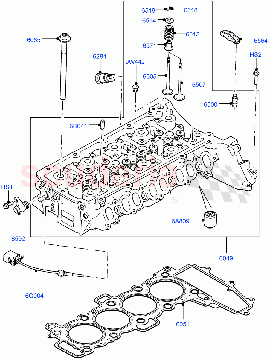Cylinder Head (2.0L AJ21D4 Diesel Mid) ((V) FROMMA000001) of Land Rover Land Rover Range Rover Velar (2017+) [2.0 Turbo Diesel AJ21D4]