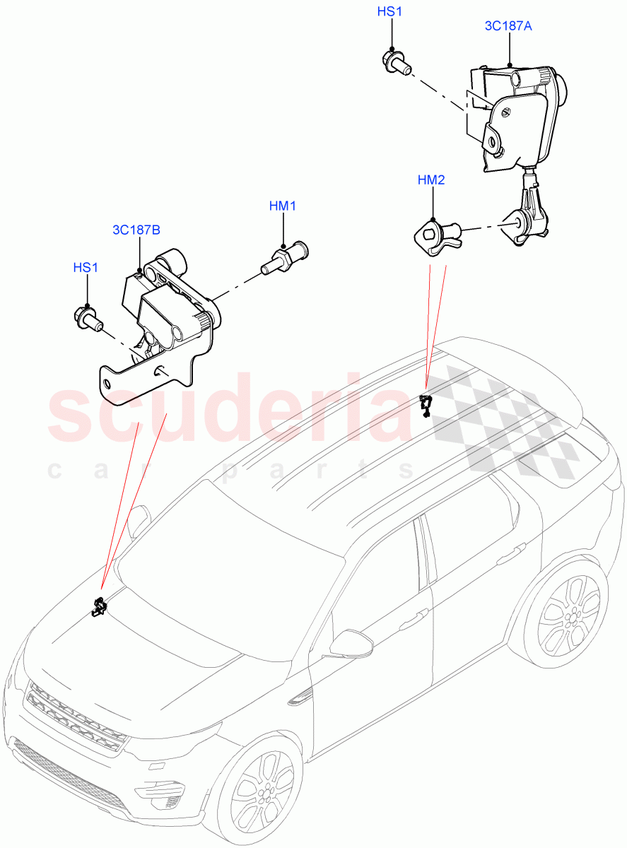 Automatic Headlamp Levelling System (Changsu (China), Less Adaptive Damping, With Adaptive Headlamps Bi Xenon, With BI - Xenon Headlamps) ((V) FROMFG000001, (V) TOKG446856) of Land Rover Land Rover Discovery Sport (2015+) [2.0 Turbo Petrol AJ200P]