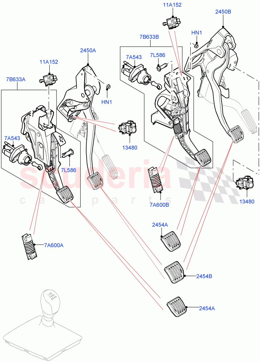 Brake And Clutch Controls (6 Speed Manual Trans BG6, Halewood (UK)) ((V) TOLH999999) of Land Rover Land Rover Range Rover Evoque (2019+) [2.0 Turbo Petrol AJ200P]