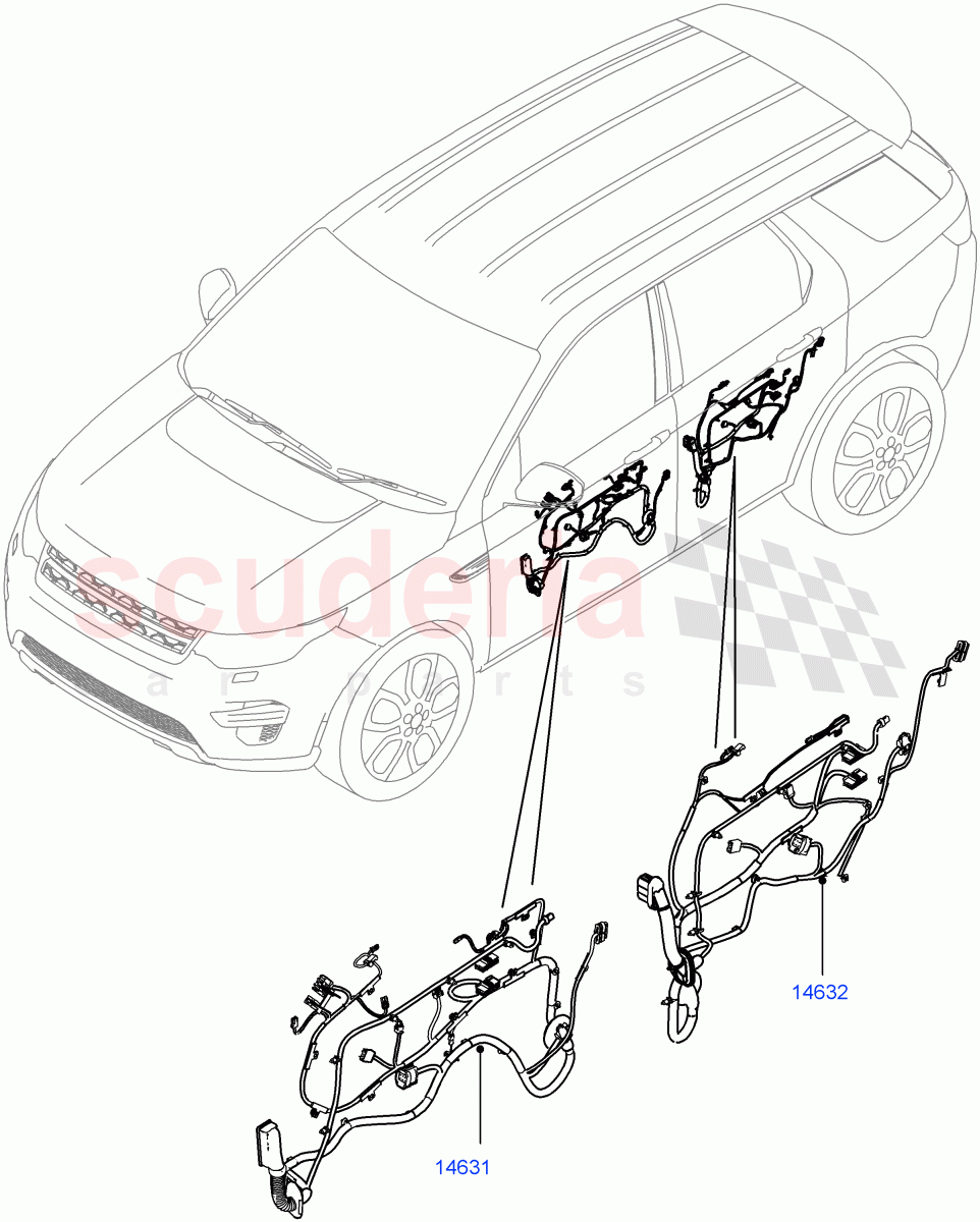 Wiring - Body Closures (Front And Rear Doors) (Halewood (UK)) ((V) FROMJH000001, (V) TOKH999999) of Land Rover Land Rover Discovery Sport (2015+) [2.0 Turbo Diesel AJ21D4]