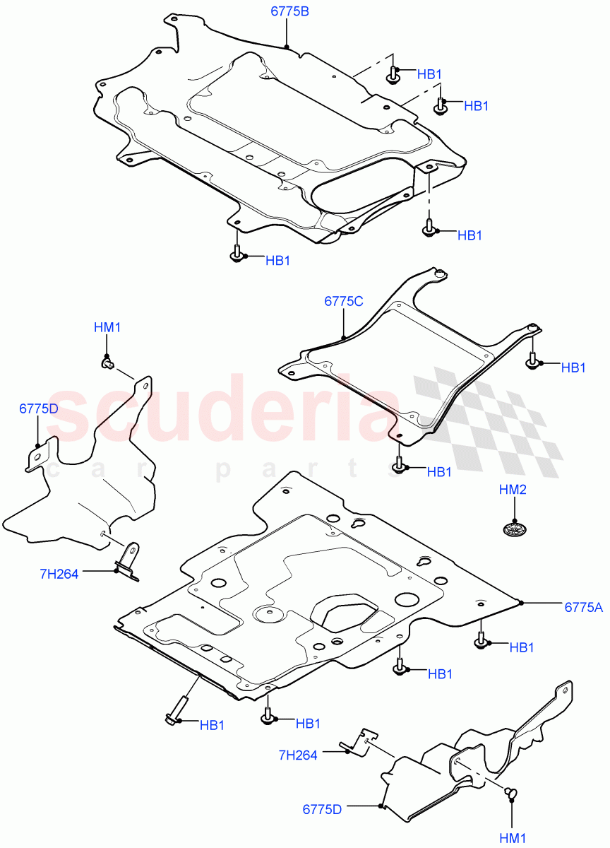 Splash And Heat Shields (Splash Shield) of Land Rover Land Rover Range Rover Sport (2014+) [5.0 OHC SGDI SC V8 Petrol]