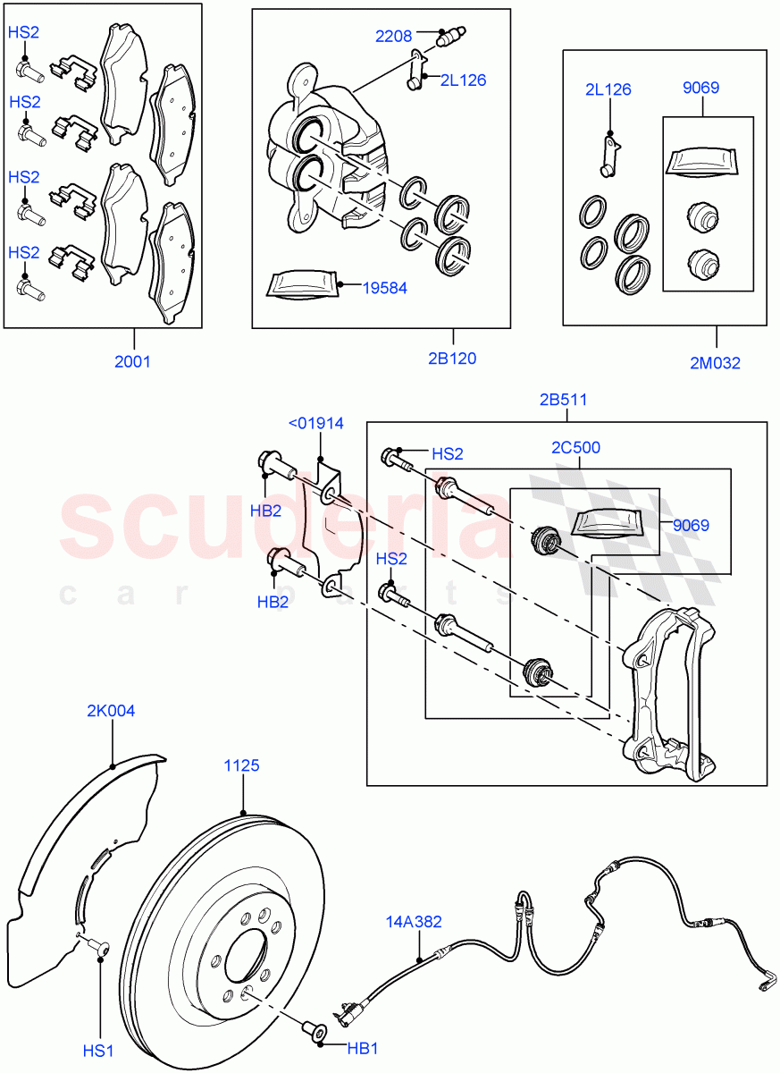 Front Brake Discs And Calipers (Front Disc And Caliper Size 19) ((V) FROMGA285153, (V) TOHA999999) of Land Rover Land Rover Range Rover (2012-2021) [5.0 OHC SGDI SC V8 Petrol]