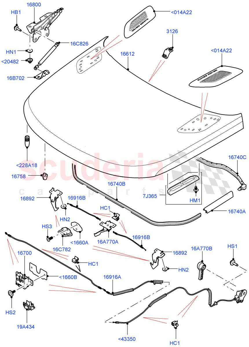 Hood And Related Parts of Land Rover Land Rover Range Rover Sport (2014+) [3.0 I6 Turbo Diesel AJ20D6]