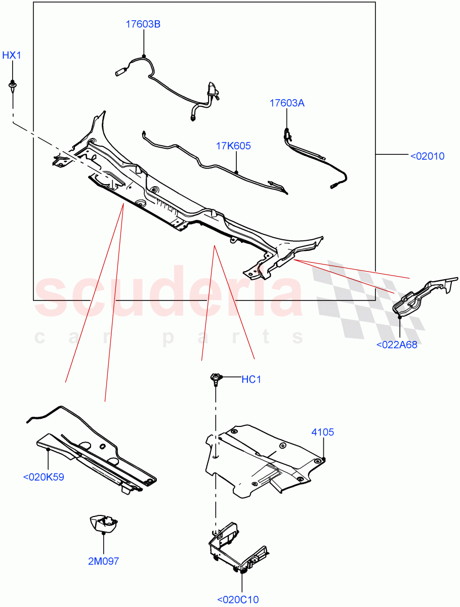 Cowl/Panel And Related Parts (Itatiaia (Brazil)) of Land Rover Land Rover Range Rover Evoque (2019+) [1.5 I3 Turbo Petrol AJ20P3]