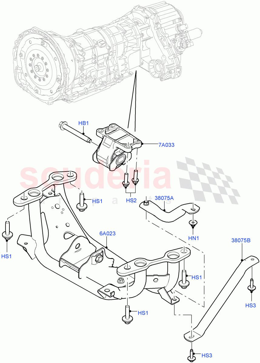 Transmission Mounting (4.4L DOHC DITC V8 Diesel) ((V) FROMJA000001) of Land Rover Land Rover Range Rover (2012-2021) [3.0 DOHC GDI SC V6 Petrol]