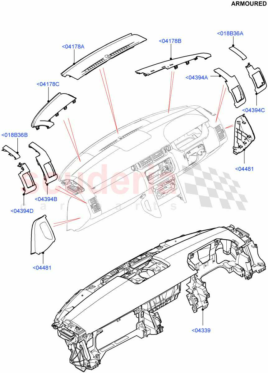 Instrument Panel (Armoured) ((V) FROMEA000001) of Land Rover Land Rover Range Rover (2012-2021) [5.0 OHC SGDI NA V8 Petrol]