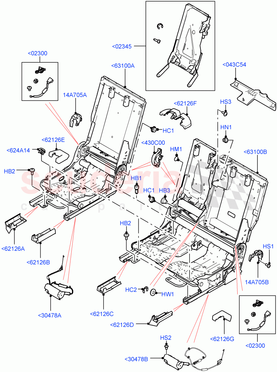 Rear Seat Base (Halewood (UK), 60/40 Load Through With Slide) ((V) FROMLH000001) of Land Rover Land Rover Discovery Sport (2015+) [2.0 Turbo Petrol GTDI]