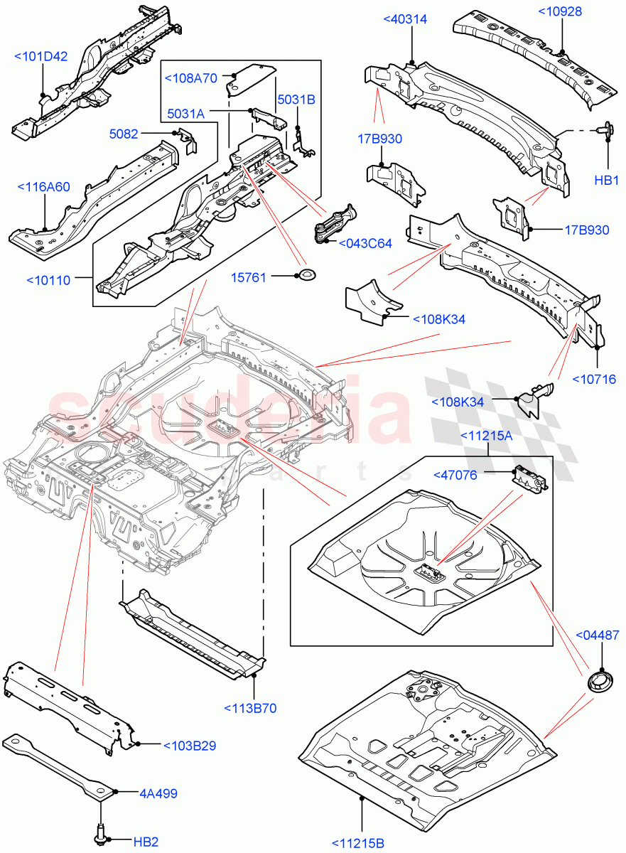 Floor Pan - Centre And Rear (Changsu (China)) ((V) FROMFG000001) of Land Rover Land Rover Discovery Sport (2015+) [2.0 Turbo Petrol GTDI]