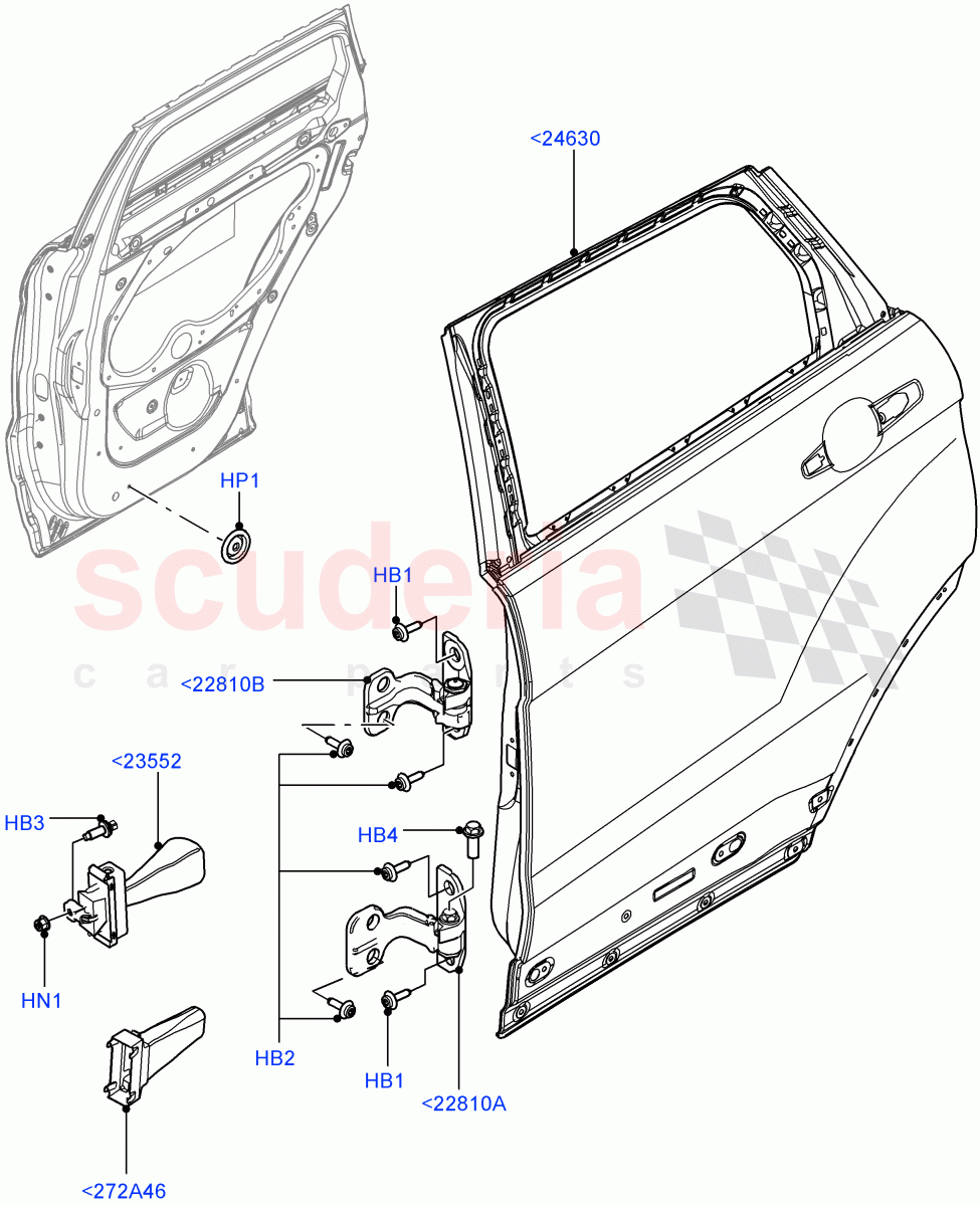 Rear Doors, Hinges & Weatherstrips (Door And Fixings) (5 Door, Halewood (UK)) of Land Rover Land Rover Range Rover Evoque (2012-2018) [2.0 Turbo Petrol GTDI]