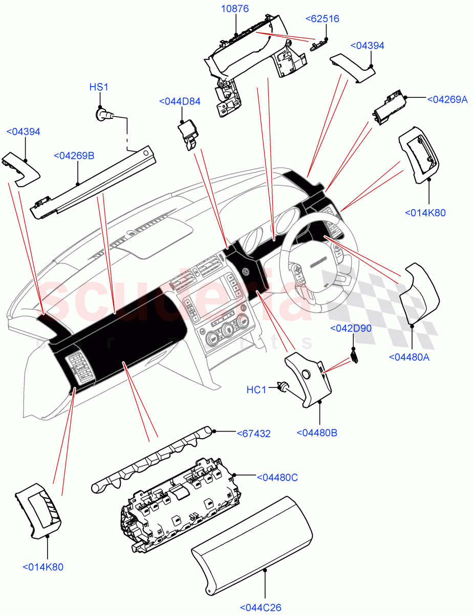 Instrument Panel (Centre, External Components, Solihull Plant Build) ((V) FROMHA000001) of Land Rover Land Rover Discovery 5 (2017+) [3.0 Diesel 24V DOHC TC]