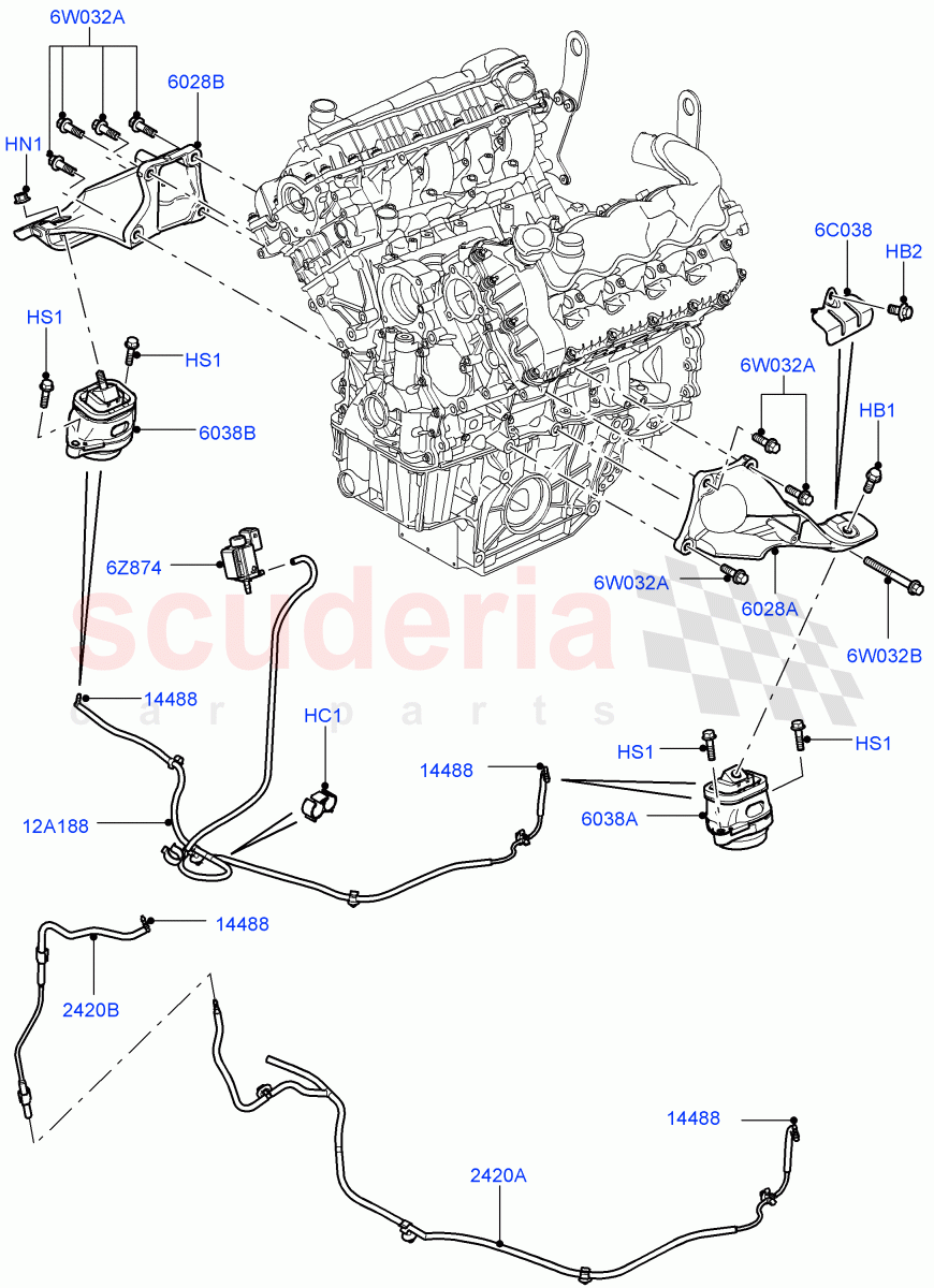 Engine Mounting (3.6L V8 32V DOHC EFi Diesel Lion, 4.4L DOHC DITC V8 Diesel) ((V) FROMAA000001) of Land Rover Land Rover Range Rover (2010-2012) [4.4 DOHC Diesel V8 DITC]