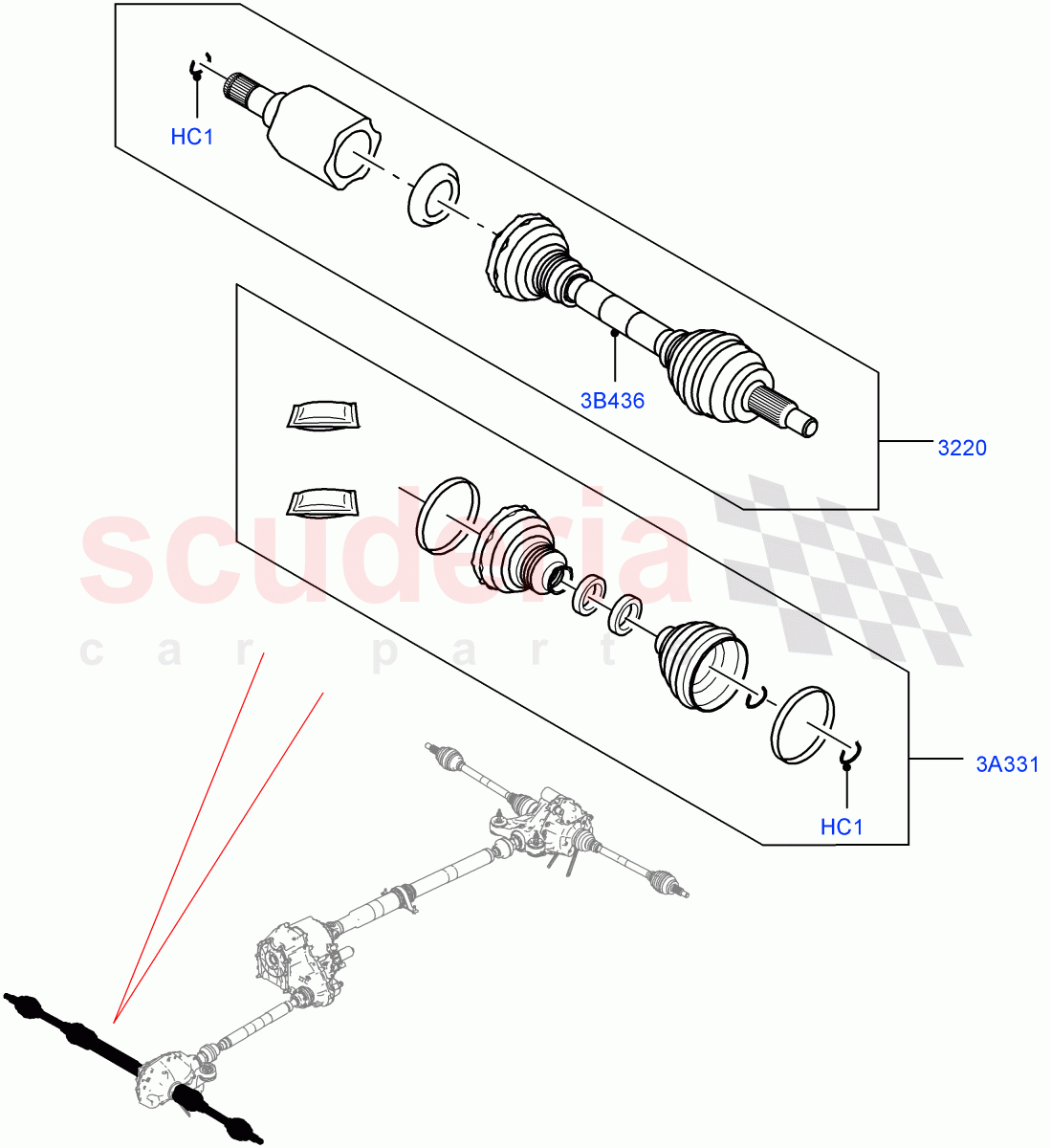 Drive Shaft - Front Axle Drive (Driveshaft) (3.0L AJ20D6 Diesel High) ((V) FROMM2000001) of Land Rover Land Rover Defender (2020+) [3.0 I6 Turbo Diesel AJ20D6]