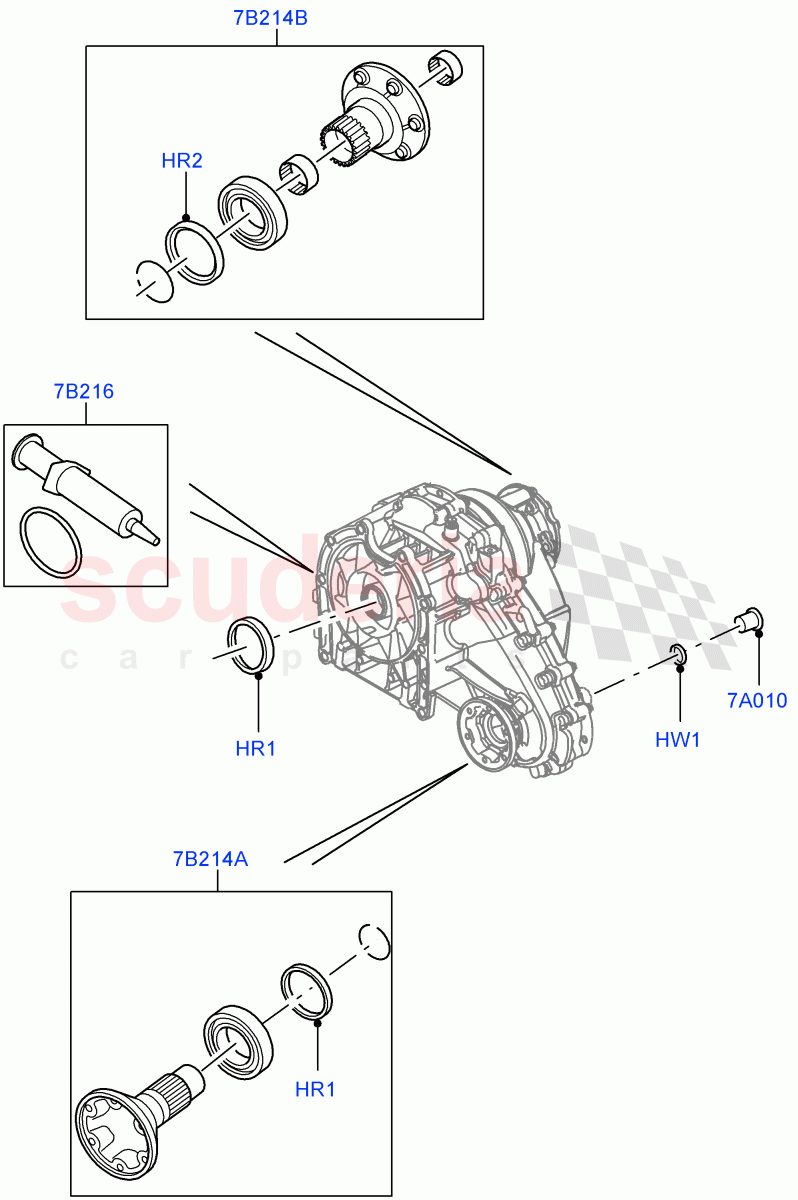 Transfer Drive Components (8 Speed Auto Trans ZF 8HP70 4WD, With 1 Speed Transfer Case) ((V) FROMEA000001) of Land Rover Land Rover Discovery 4 (2010-2016) [2.7 Diesel V6]