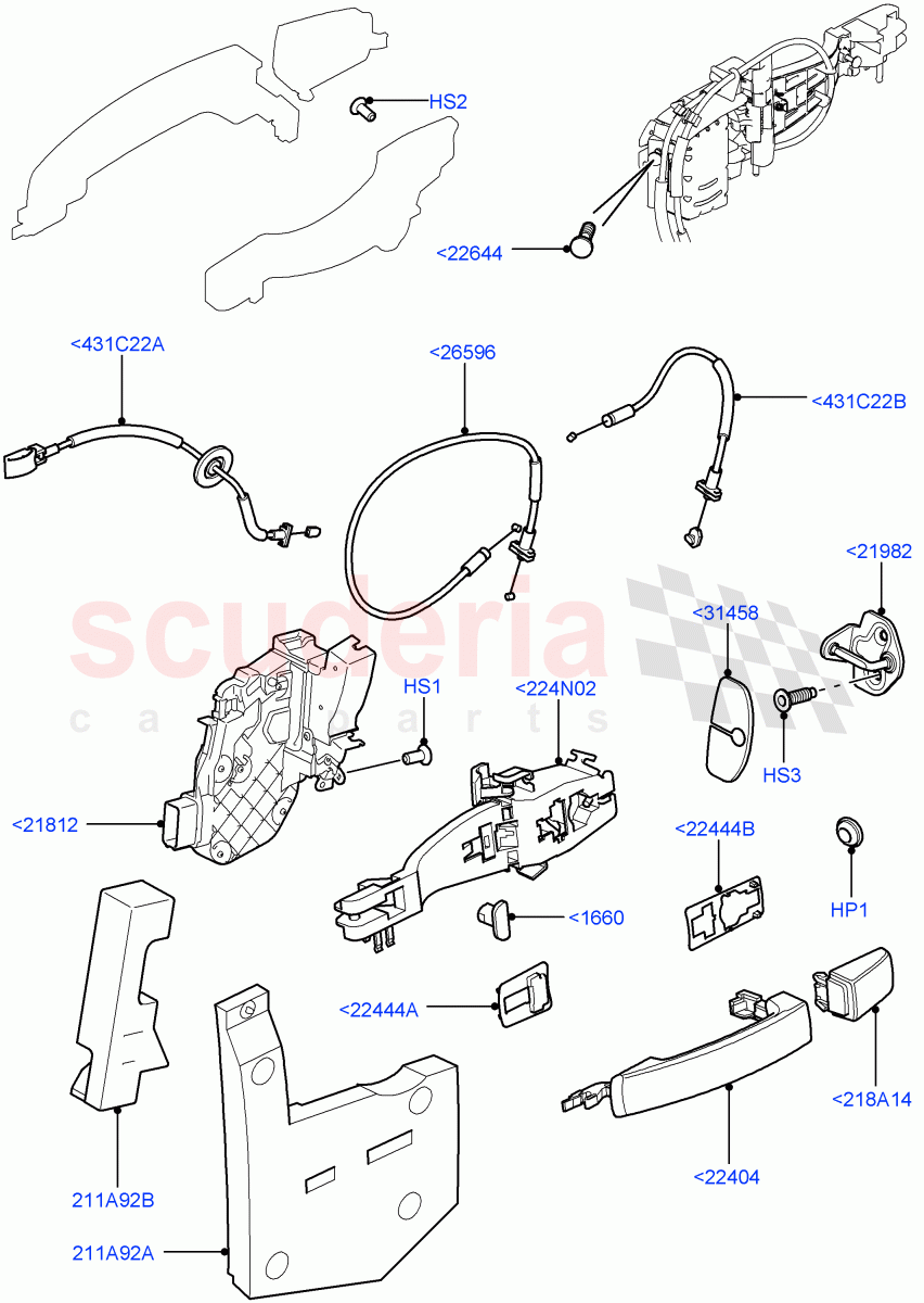 Front Door Lock Controls ((V) TO9A999999) of Land Rover Land Rover Range Rover Sport (2005-2009) [3.6 V8 32V DOHC EFI Diesel]