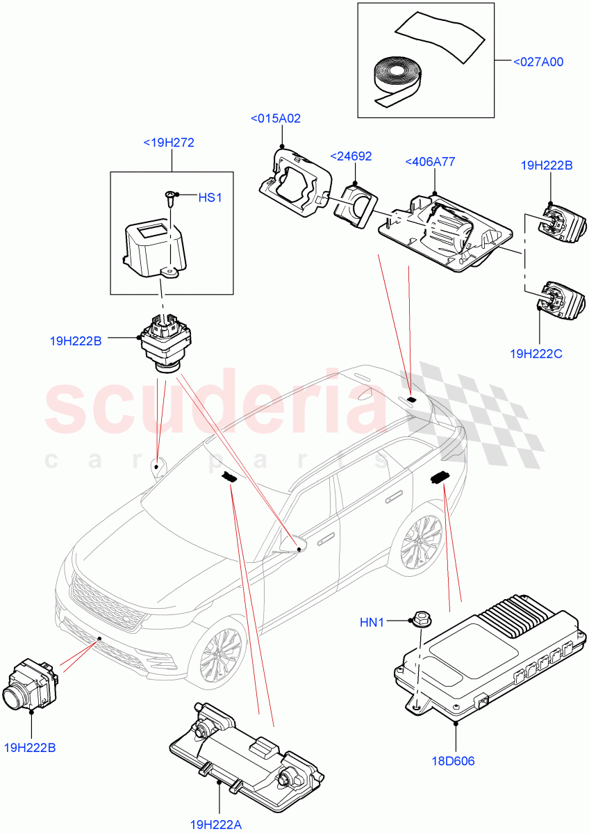 Camera Equipment ((V) TOLA999999) of Land Rover Land Rover Range Rover Velar (2017+) [3.0 I6 Turbo Diesel AJ20D6]