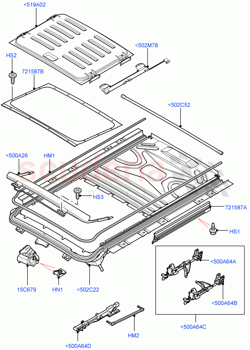 Sliding Roof Mechanism And Controls (Page A) (Less Armoured) ((V) FROMAA000001) of Land Rover Land Rover Range Rover (2010-2012) [4.4 DOHC Diesel V8 DITC]