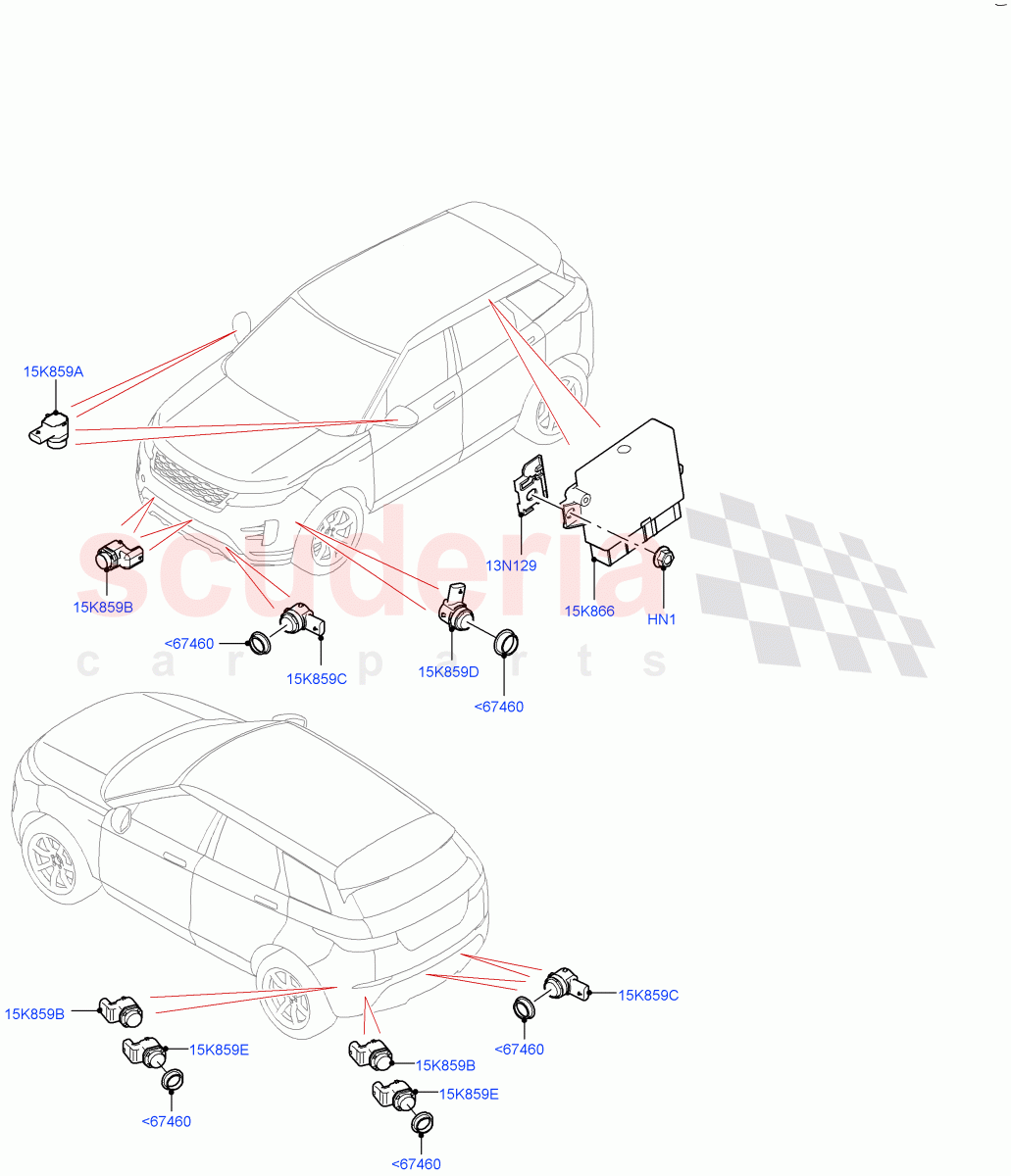 Parking Distance Control (Halewood (UK)) ((V) TOLH999999) of Land Rover Land Rover Range Rover Evoque (2019+) [2.0 Turbo Diesel]