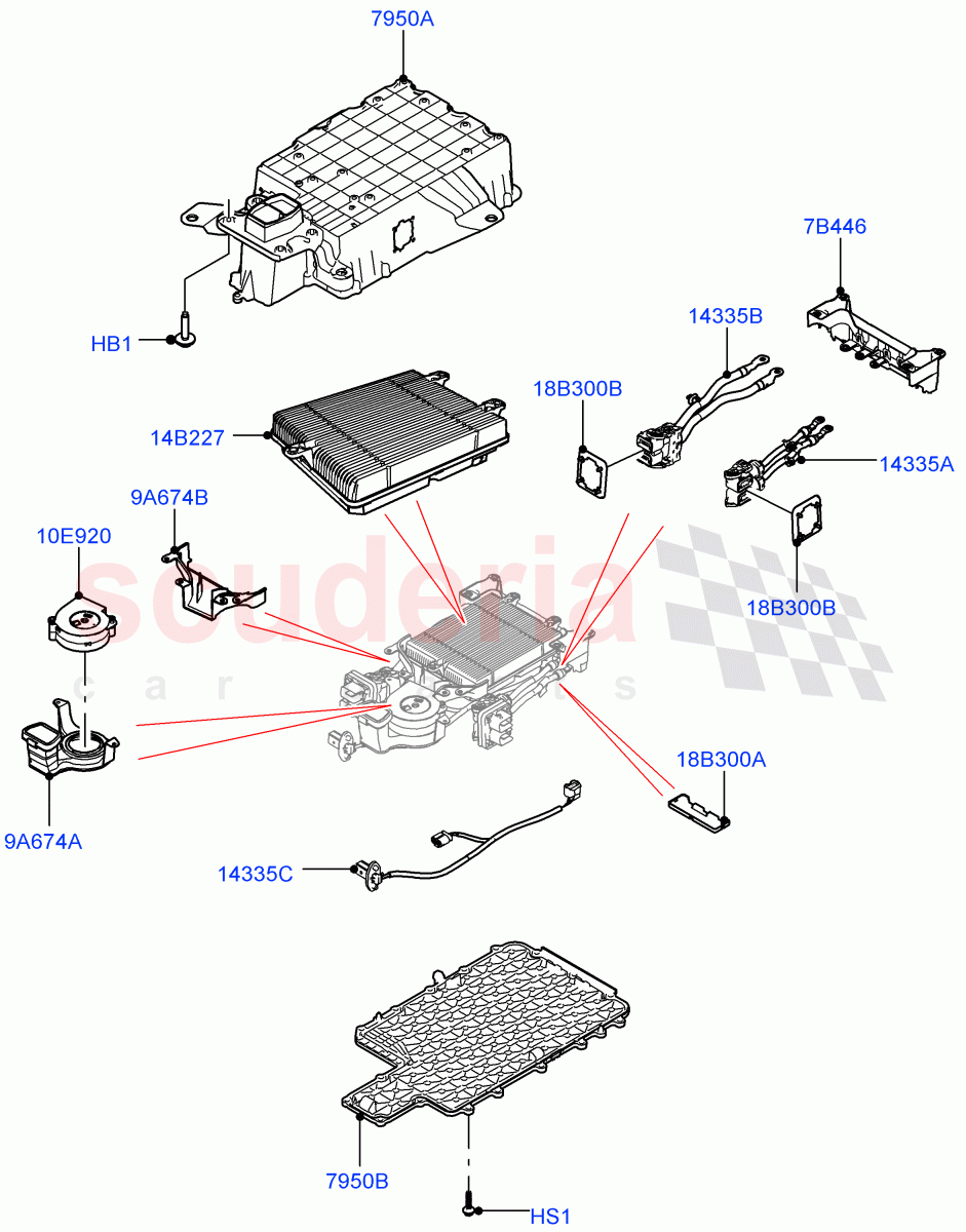 Hybrid Electrical Modules (MHEV Converter, Cooling Duct And Fans) (Electric Engine Battery-MHEV) of Land Rover Land Rover Range Rover Sport (2014+) [3.0 I6 Turbo Petrol AJ20P6]