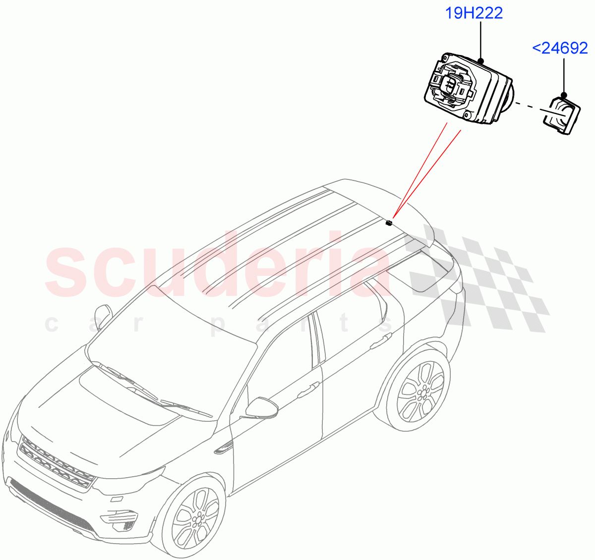 Camera Equipment (Halewood (UK), Rear View Camera-Fixed) ((V) FROMMH000001) of Land Rover Land Rover Discovery Sport (2015+) [1.5 I3 Turbo Petrol AJ20P3]