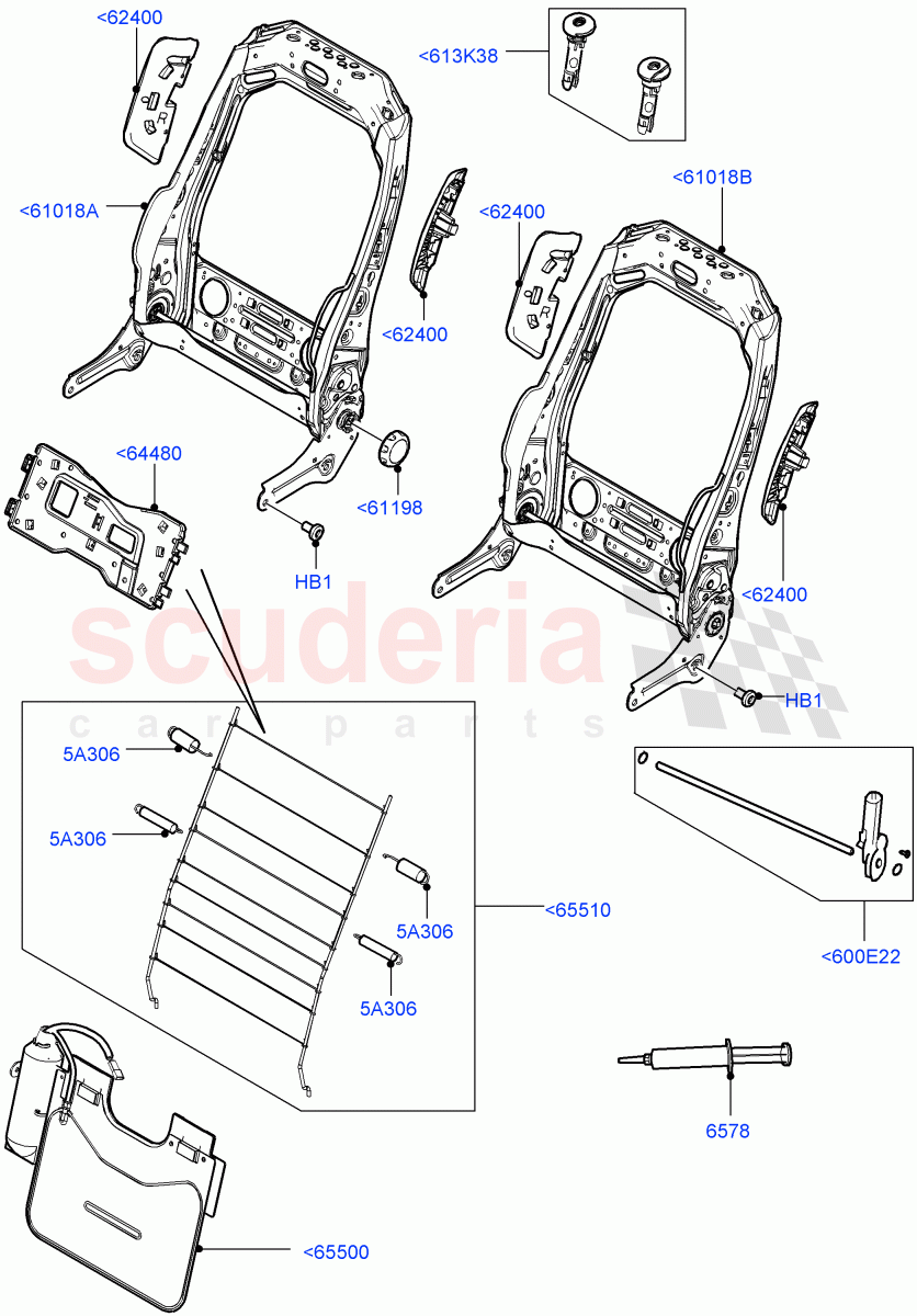 Front Seat Back (5 Door, Halewood (UK), Seat - Standard) of Land Rover Land Rover Range Rover Evoque (2012-2018) [2.2 Single Turbo Diesel]
