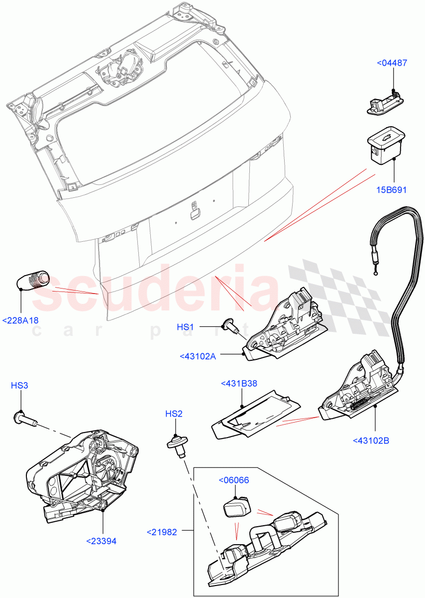 Luggage Compt/Tailgte Lock Controls (3 Door, Halewood (UK), 5 Door) of Land Rover Land Rover Range Rover Evoque (2012-2018) [2.0 Turbo Petrol GTDI]