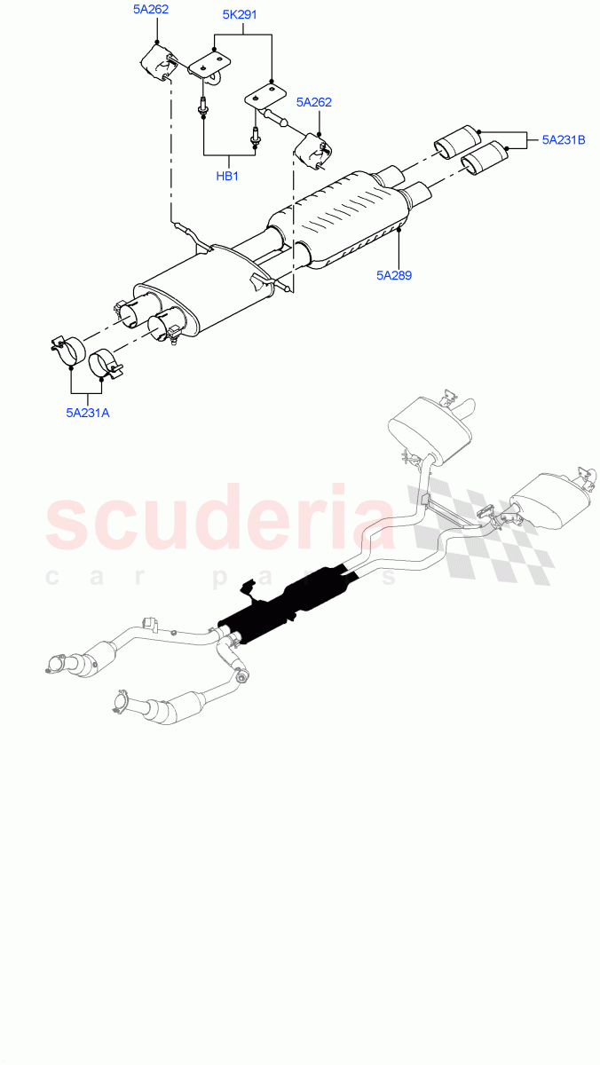 Exhaust System (Middle Section) (3.0L DOHC GDI SC V6 PETROL) ((V) TOEA309009) of Land Rover Land Rover Range Rover Sport (2014+) [3.0 DOHC GDI SC V6 Petrol]