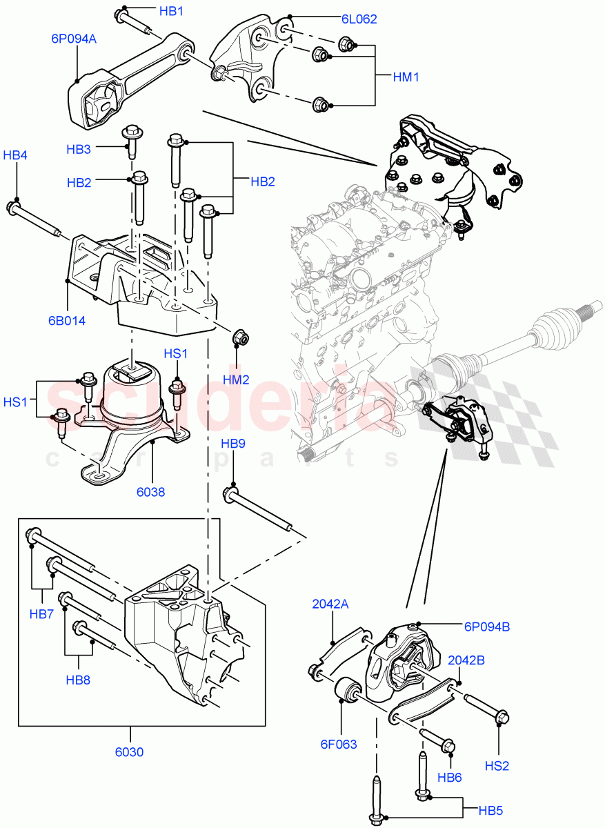 Engine Mounting (2.2L CR DI 16V Diesel, Halewood (UK)) of Land Rover Land Rover Discovery Sport (2015+) [2.0 Turbo Diesel]