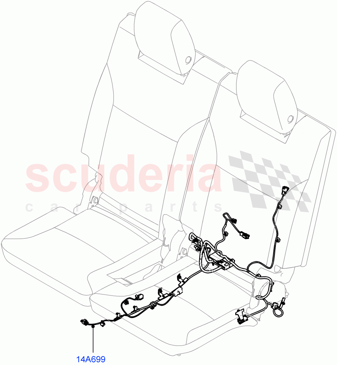 Wiring - Seats (Solihull Plant Build, Rear Seats, 3rd Row) (With 7 Seat Configuration) ((V) FROMHA000001) of Land Rover Land Rover Discovery 5 (2017+) [3.0 DOHC GDI SC V6 Petrol]