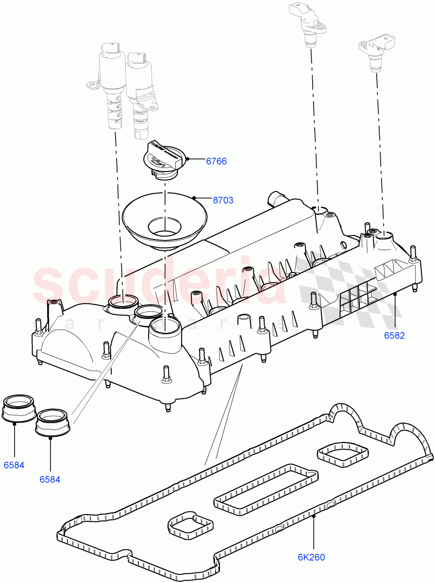 Cylinder Head Cover (2.0L 16V TIVCT T/C 240PS Petrol) of Land Rover Land Rover Range Rover Sport (2014+) [2.0 Turbo Petrol GTDI]